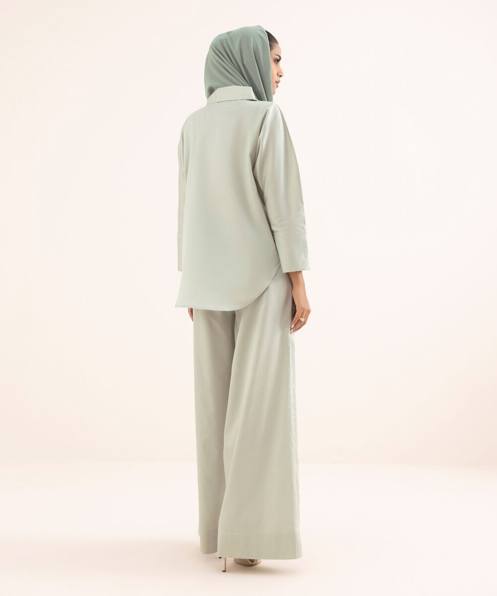 Women's Grey Cotton Modest Wear Top