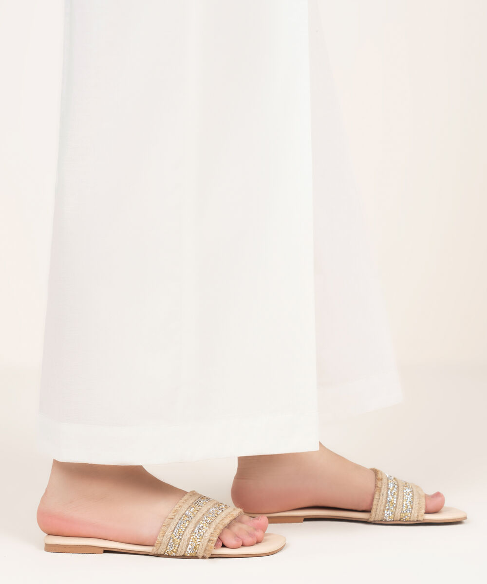 Women's RTW Cambric Grey Solid Flared Pants