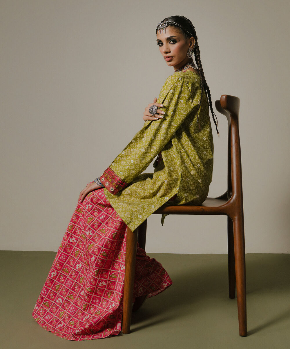 Women's RTW Cambric Pink Printed Trousers