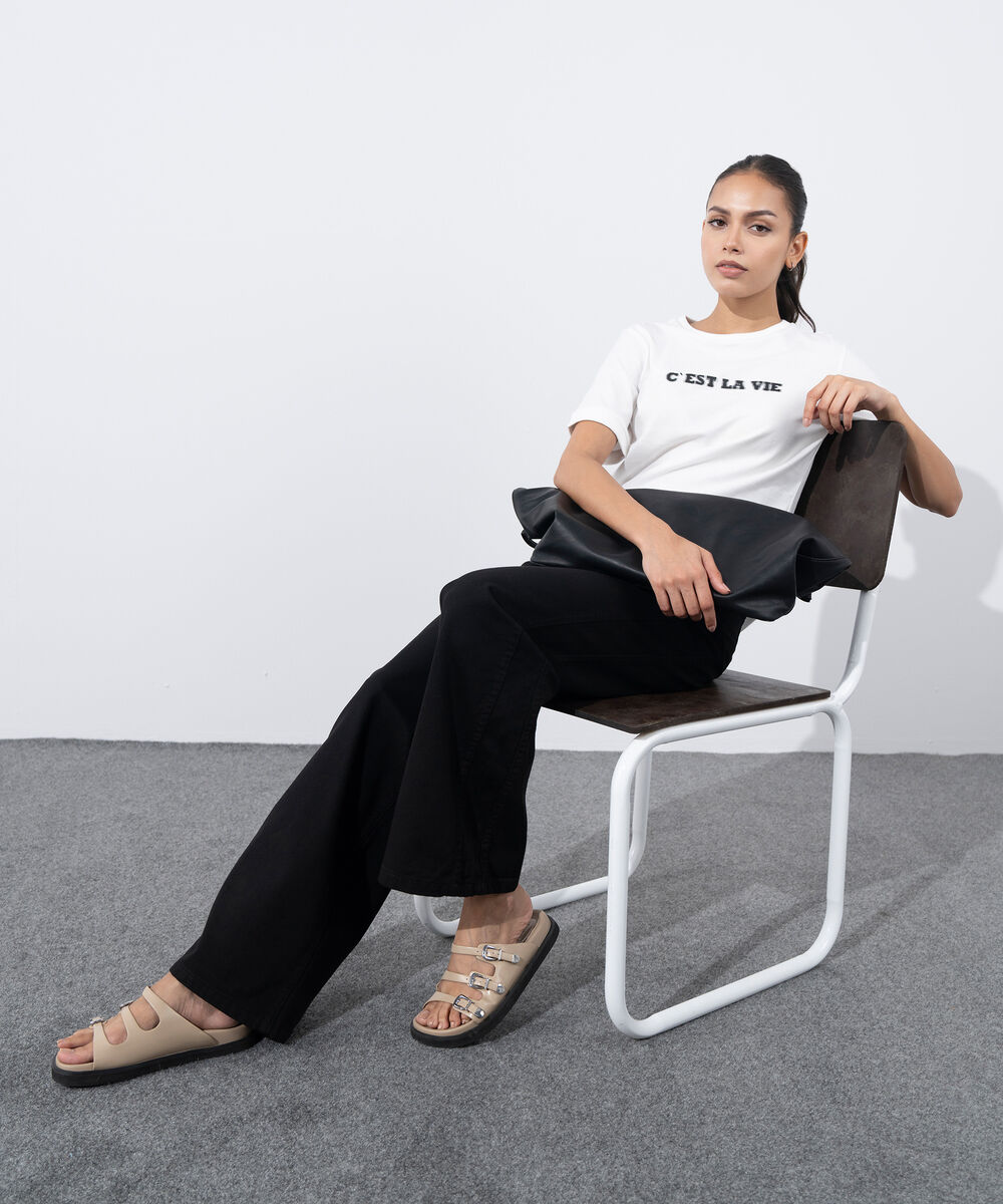 Women's Western Wear Black Wide-Leg Twill Trousers