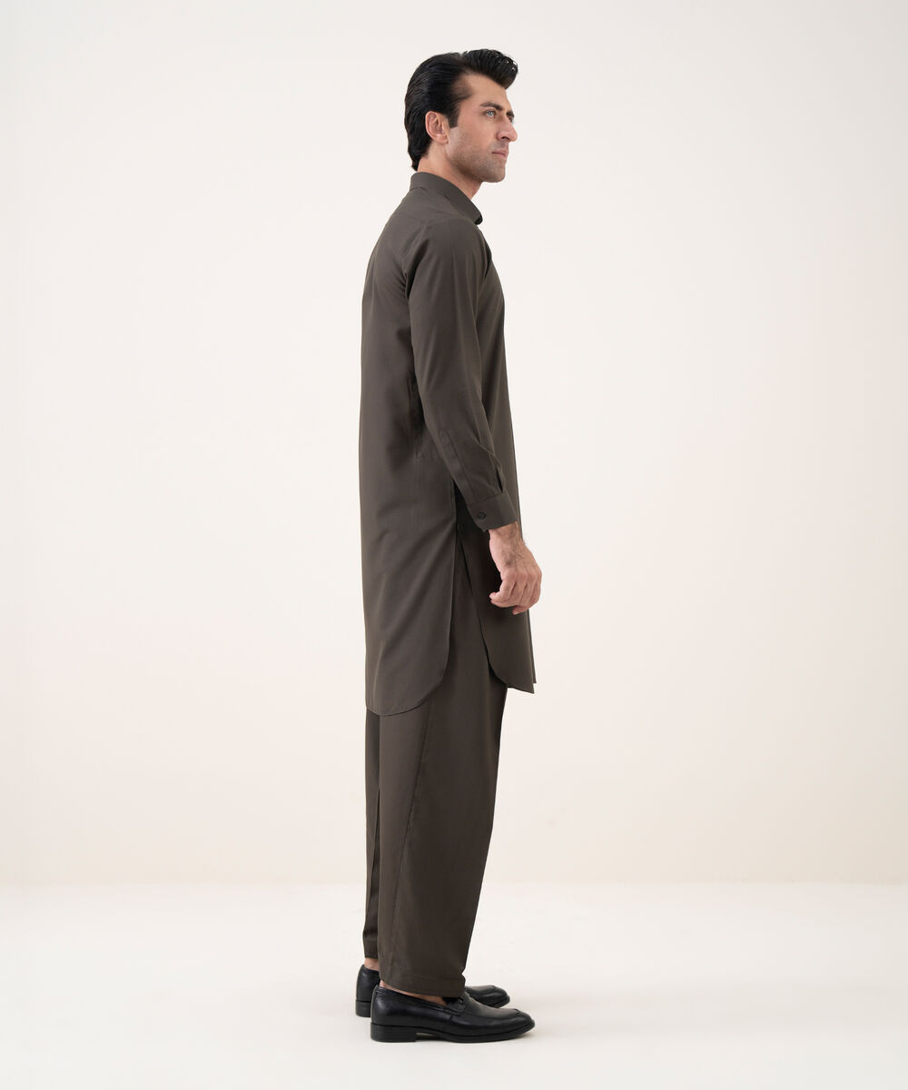 Men's 100% Cotton Plain Olive Kameez Shalwar