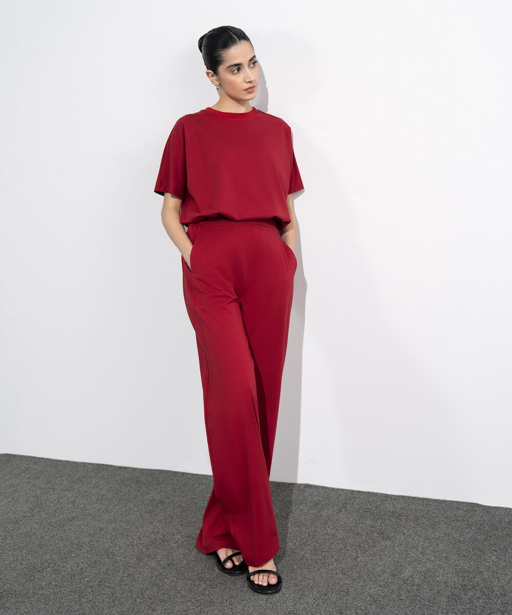 Women's Western Wear Red Pull-On Jersey Trousers