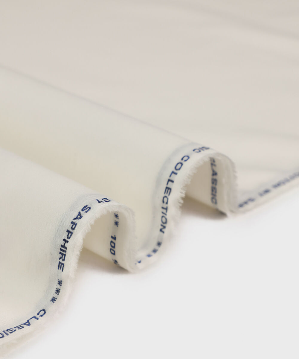 Men's Unstitched Luxury Cotton White Full Suit Fabric