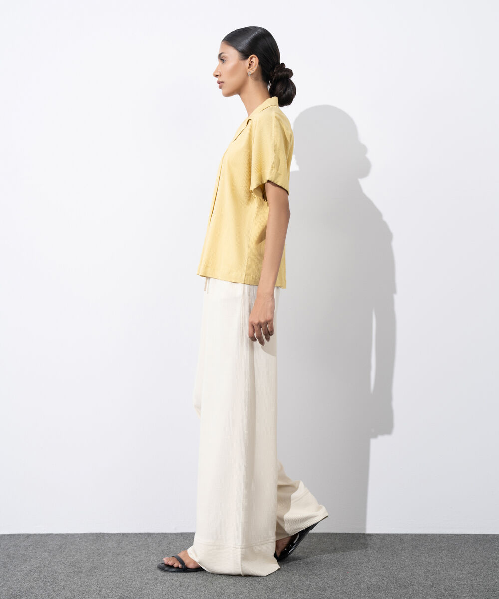 Women's Western Wear Lime Regular Fit Seersucker Shirt