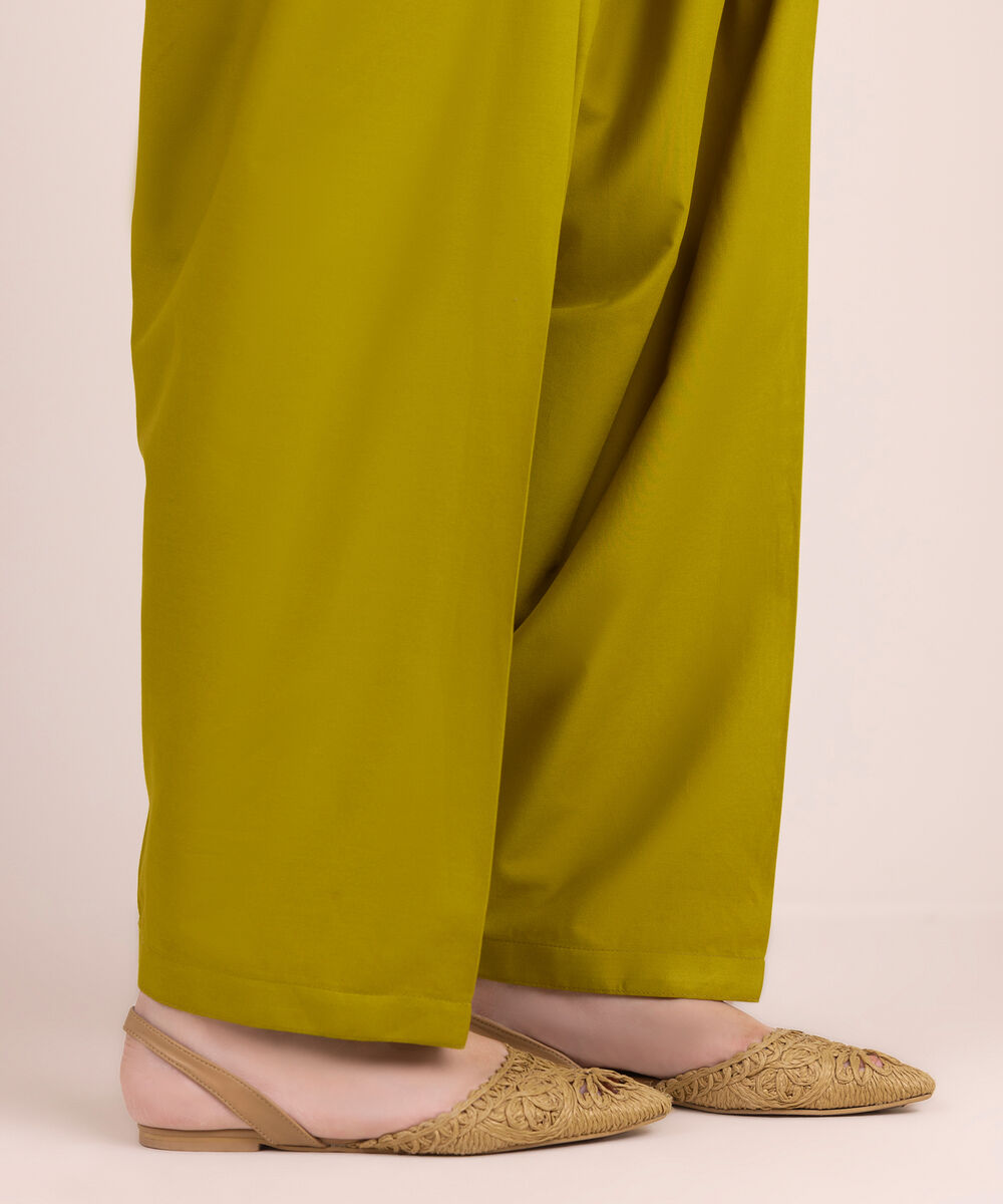 Women's RTW Cambric Solid Yellow Shalwar