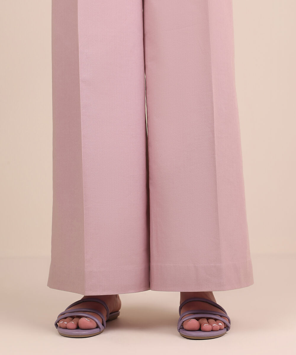 Women's Unstitched Cotton Printed Pink Trousers Fabric