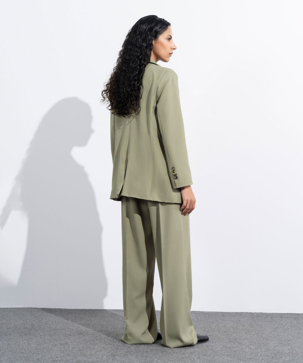 Women's Western Wear Green Loose-Fit Tailored Blazer