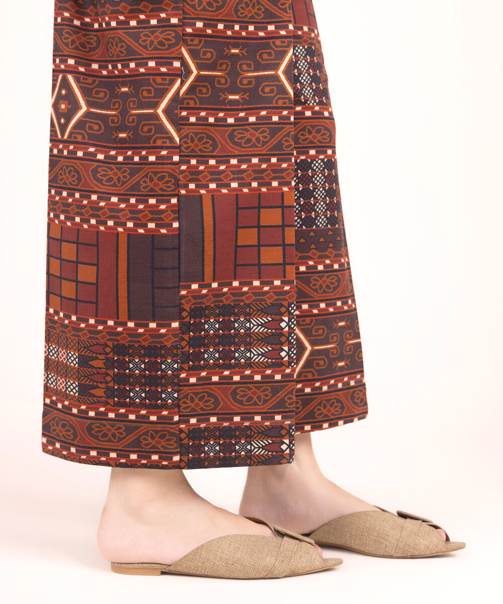 Women's RTW Cotton Printed Brown Culottes