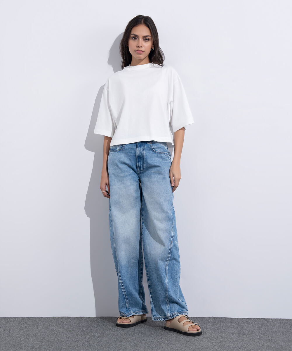 Women's Western Wear White Cropped T-Shirt