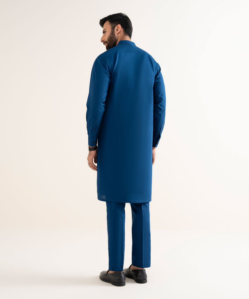 Men's Latha Plain Blue Kurta Trouser
