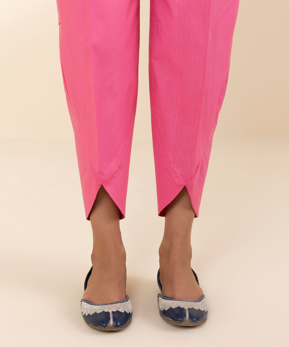 Women's Unstitched Cotton Pink Trousers