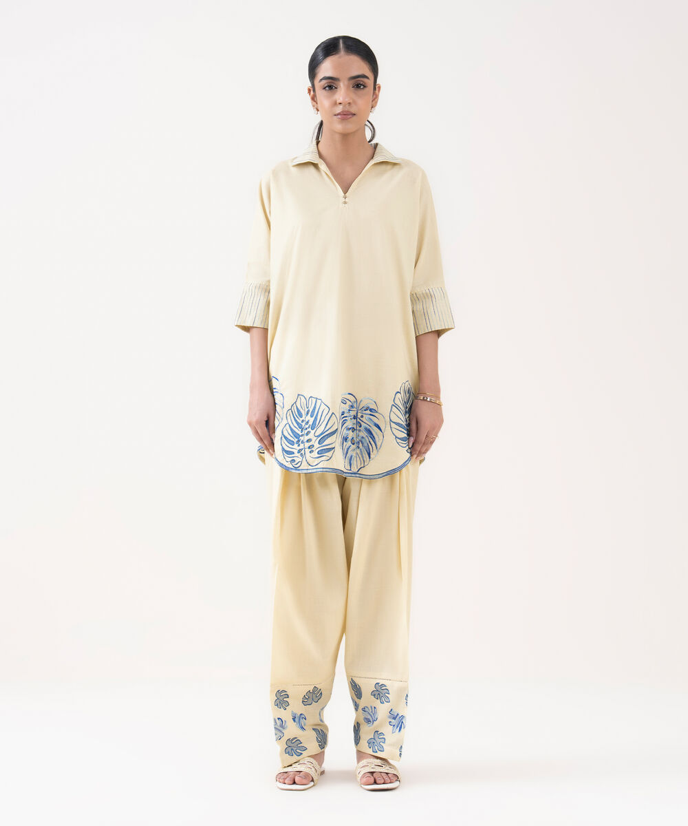 Women's RTW Cross Hatch White Embroidered Boxy Shirt