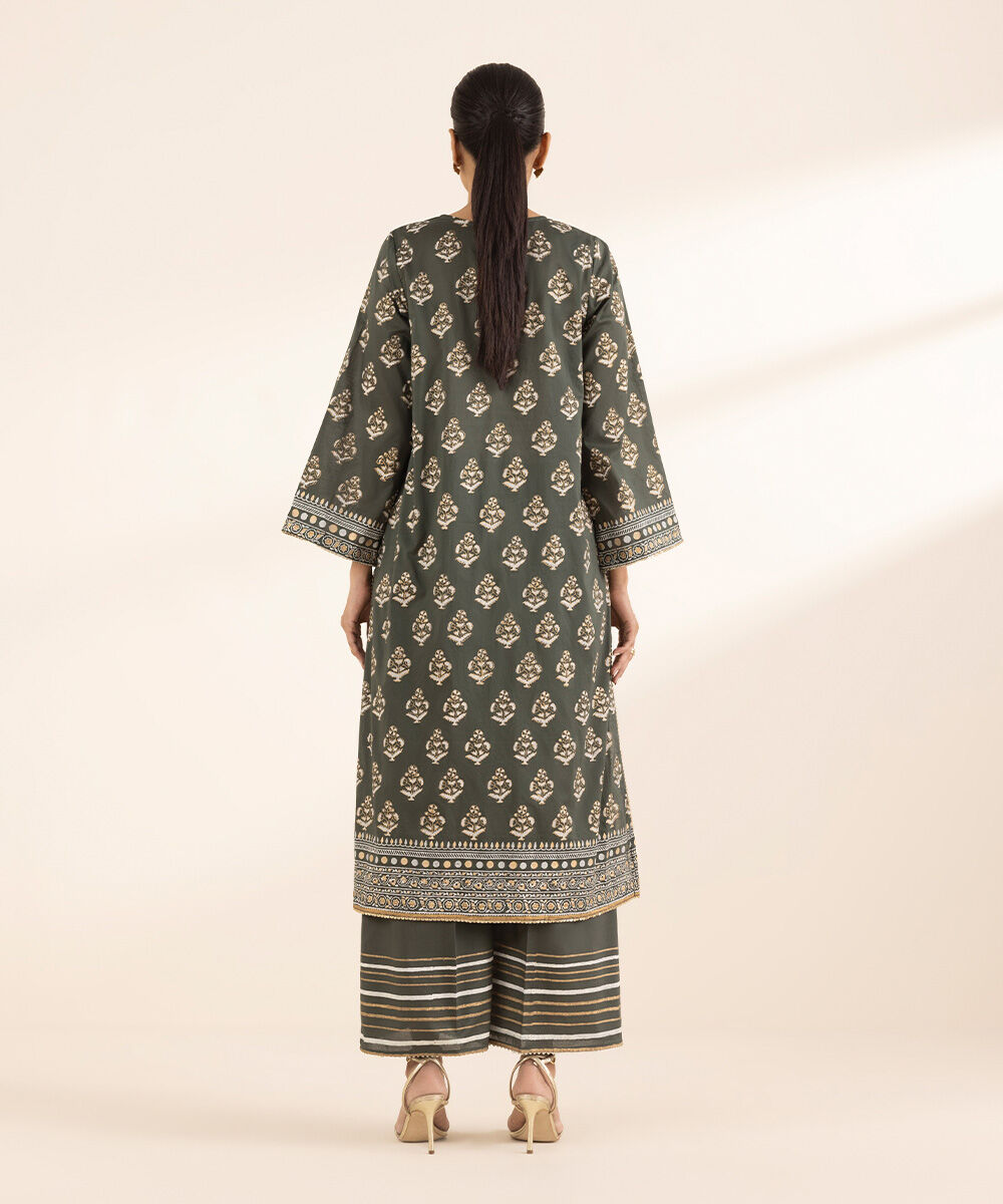 Women's RTW Lawn Green Printed A-Line Shirt