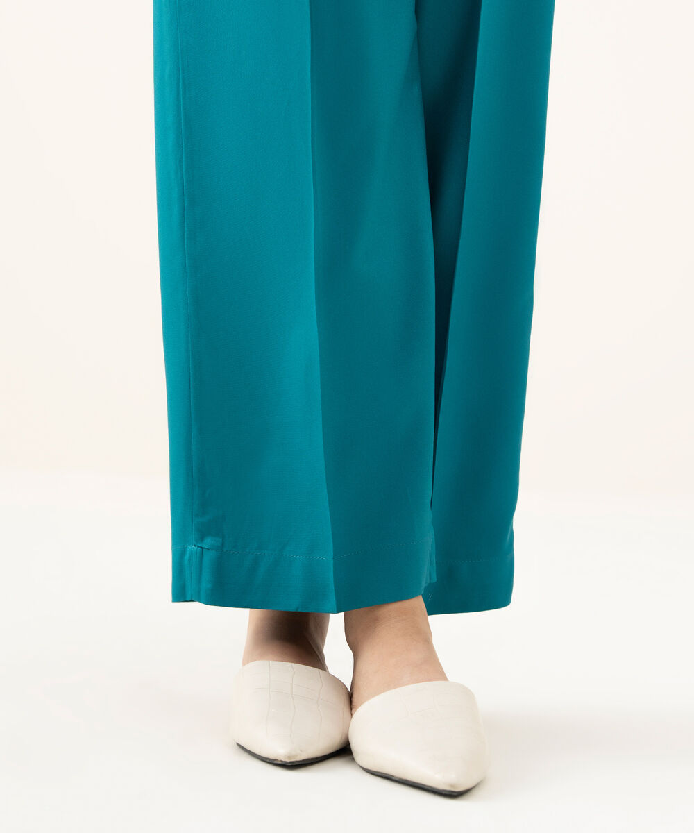 Women's RTW Cambric Blue Dyed Straight Pants