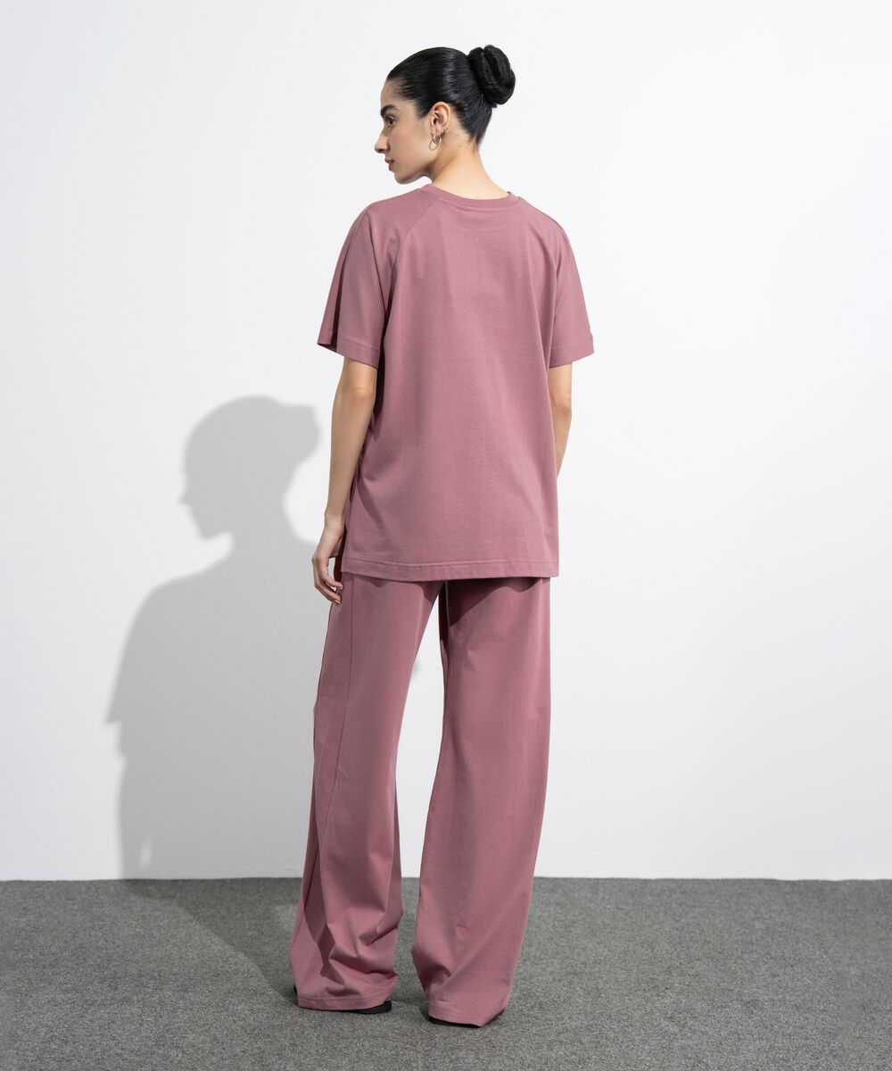 Women's Western Wear Pink Loose Fit Jersey T-Shirt