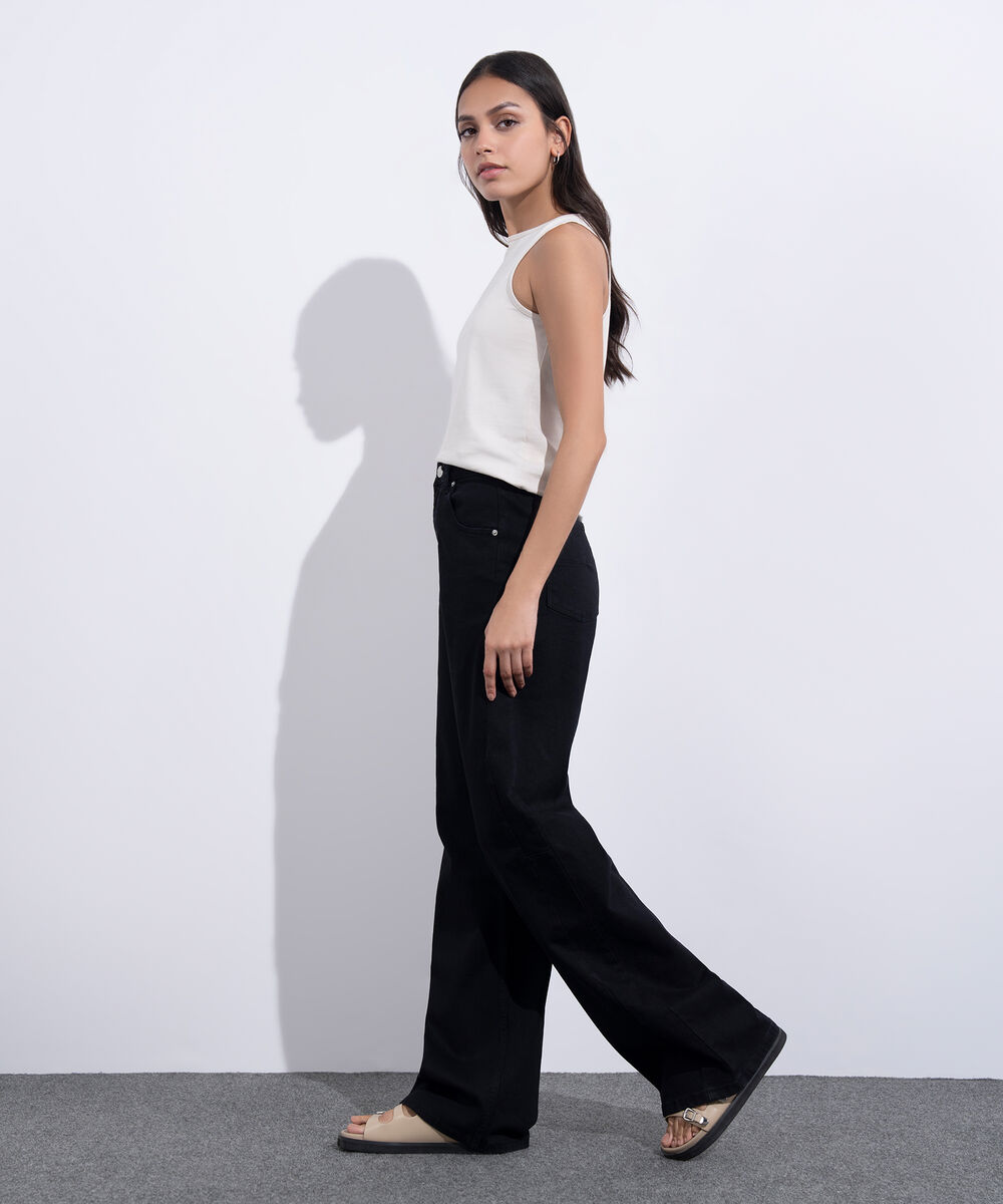 Women's Western Wear Black Wide Leg Jeans