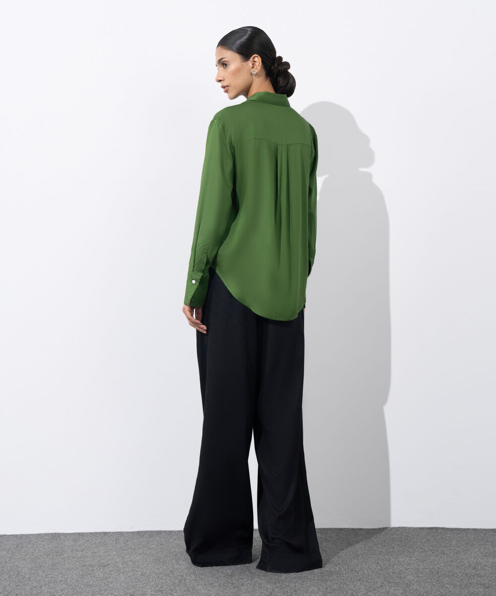 Women's Western Wear Green  Regular-Fit Shirt