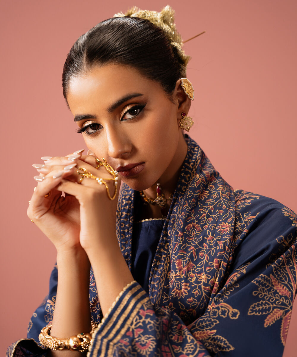 Women's RTW Lawn Blue Printed A-Line Shirt