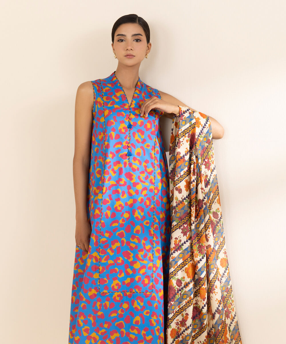 Women's Unstitched Lawn Printed Multi 2 Piece Suit