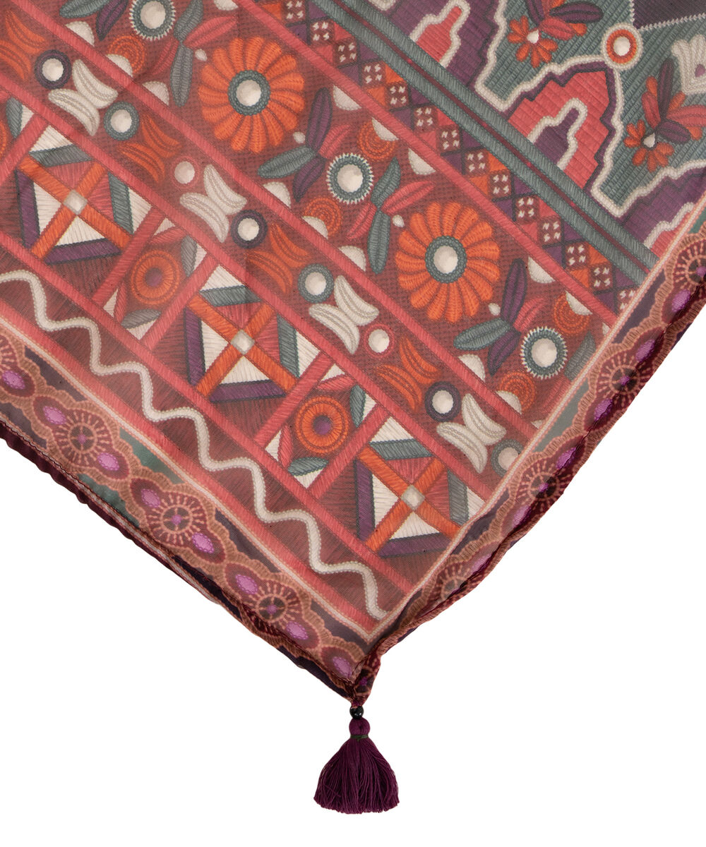 Blended Tissue Maroon Printed Dupatta