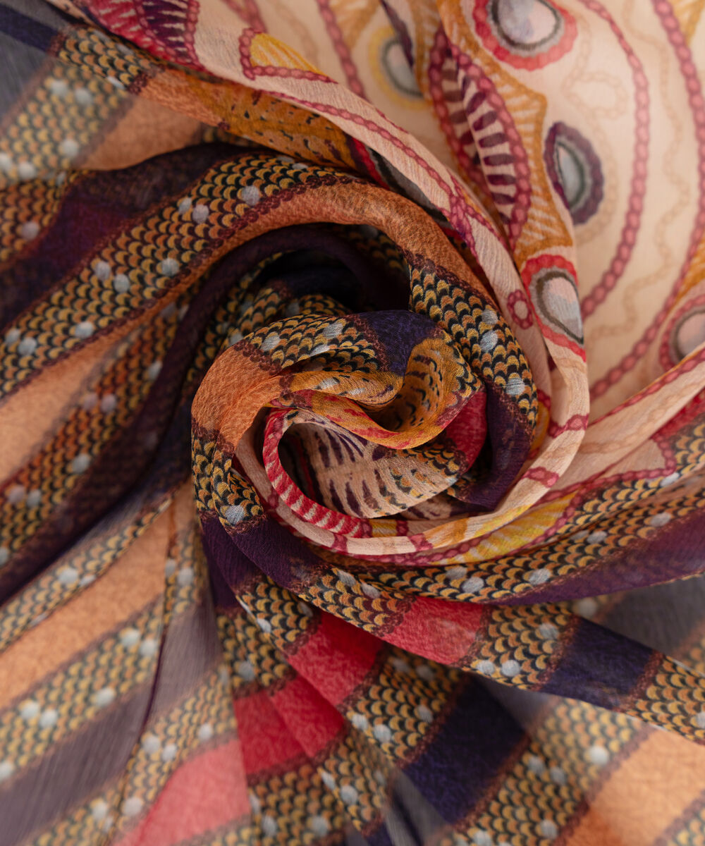 Blended Chiffon Rust Printed Dupatta