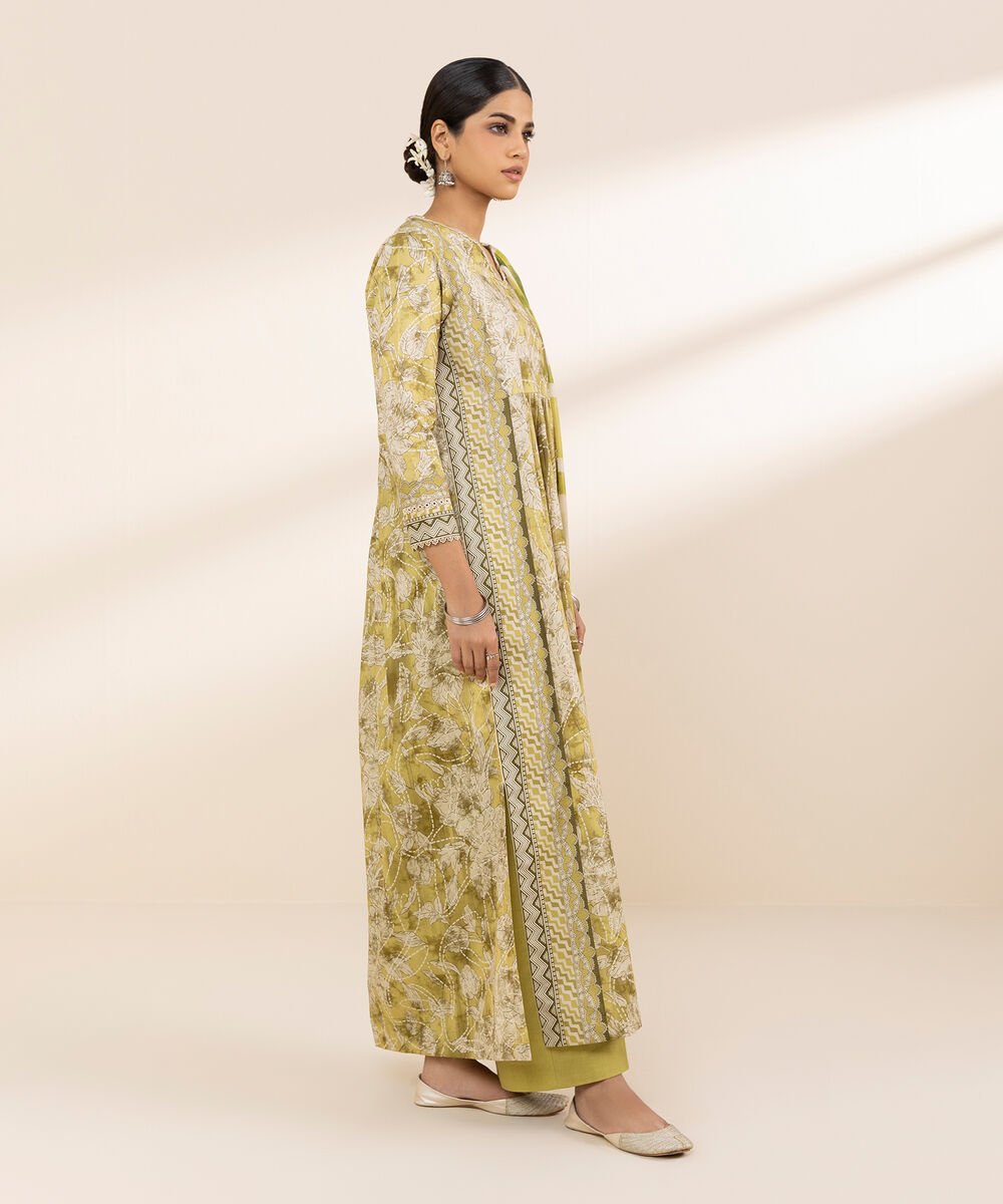Women's Unstitched Lawn Printed Green 3 Piece Suit