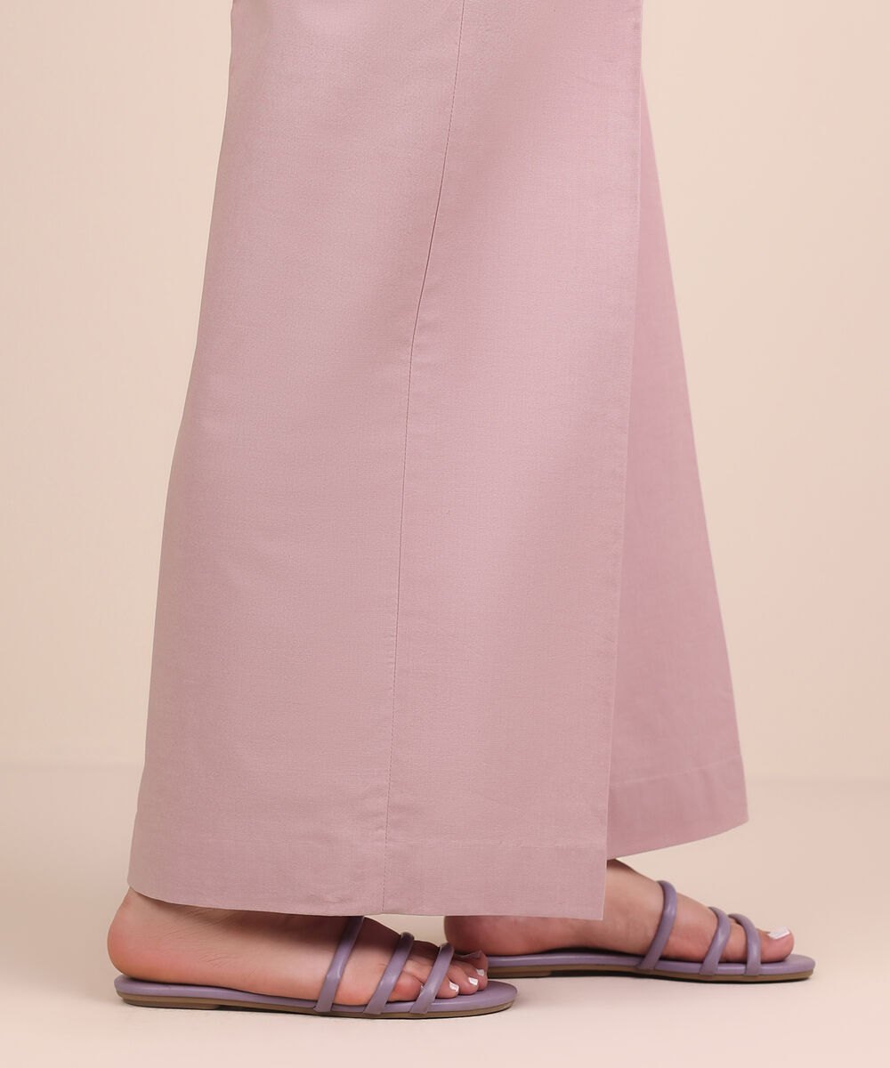 Women's Unstitched Cotton Printed Pink Trousers Fabric