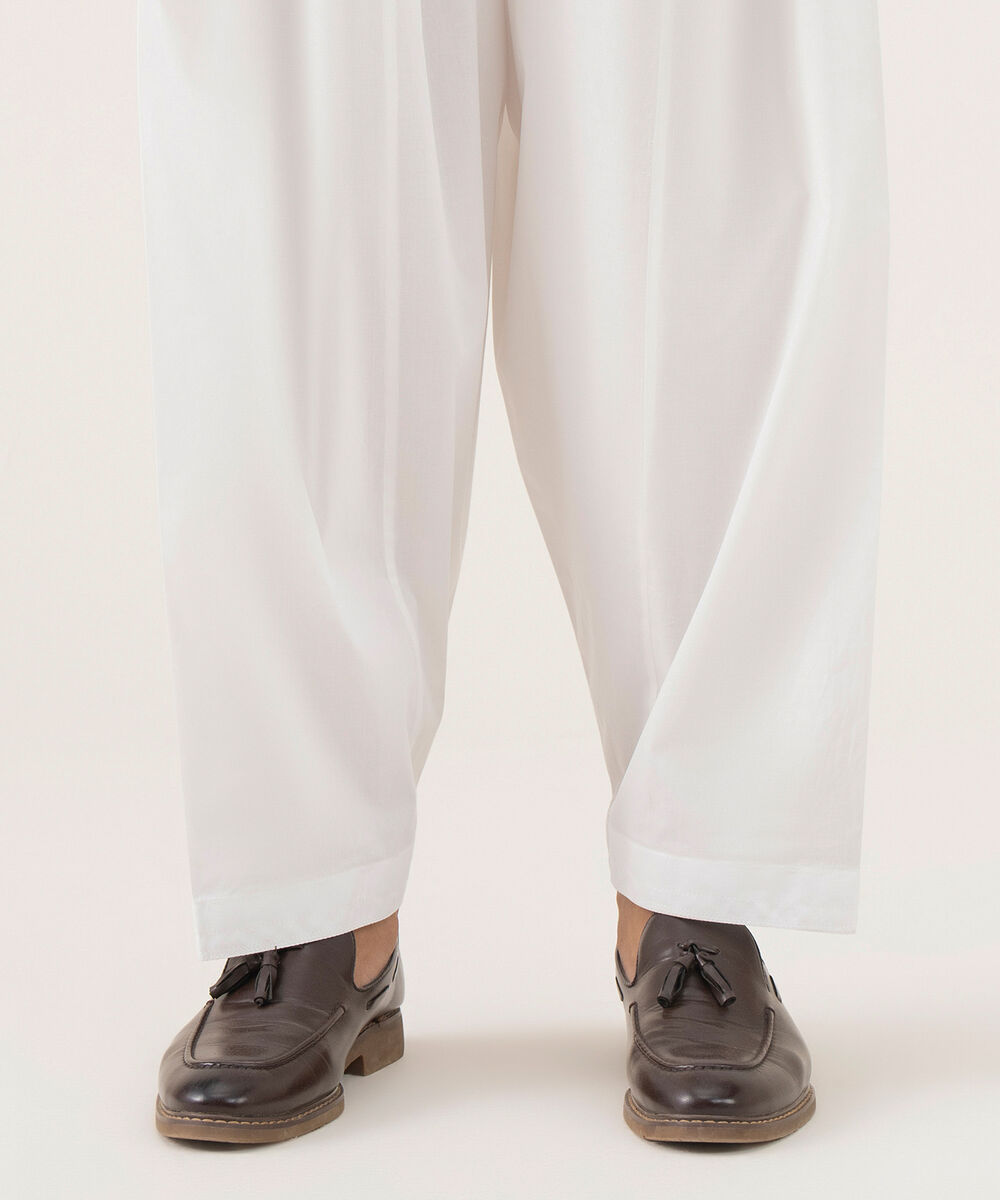 Men's 100% Cotton Plain Off-White Kurta Shalwar