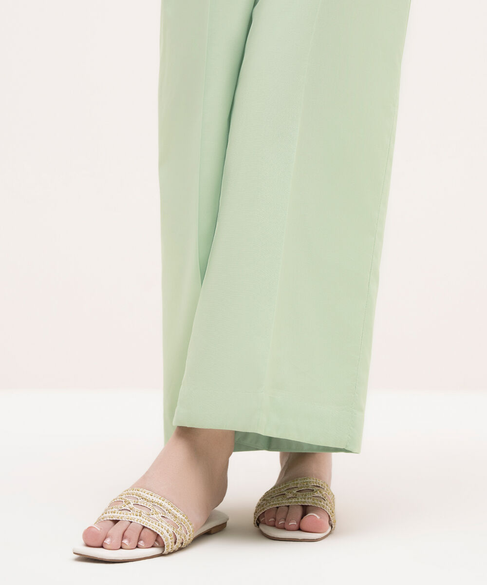 Women's RTW Cotton Viscose Mint Green Solid Culottes