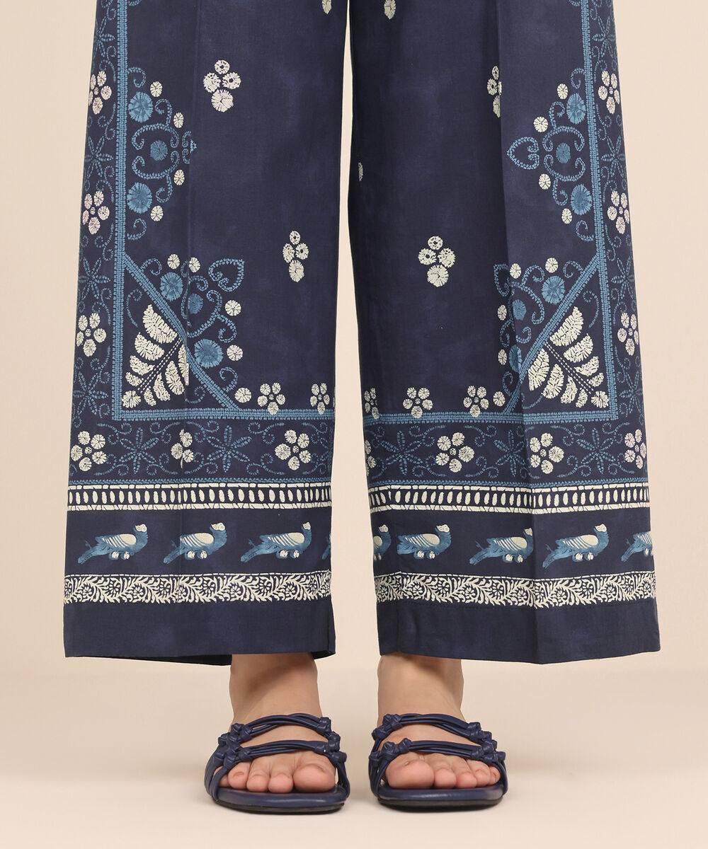 Women's RTW Cambric Blue Printed Culottes