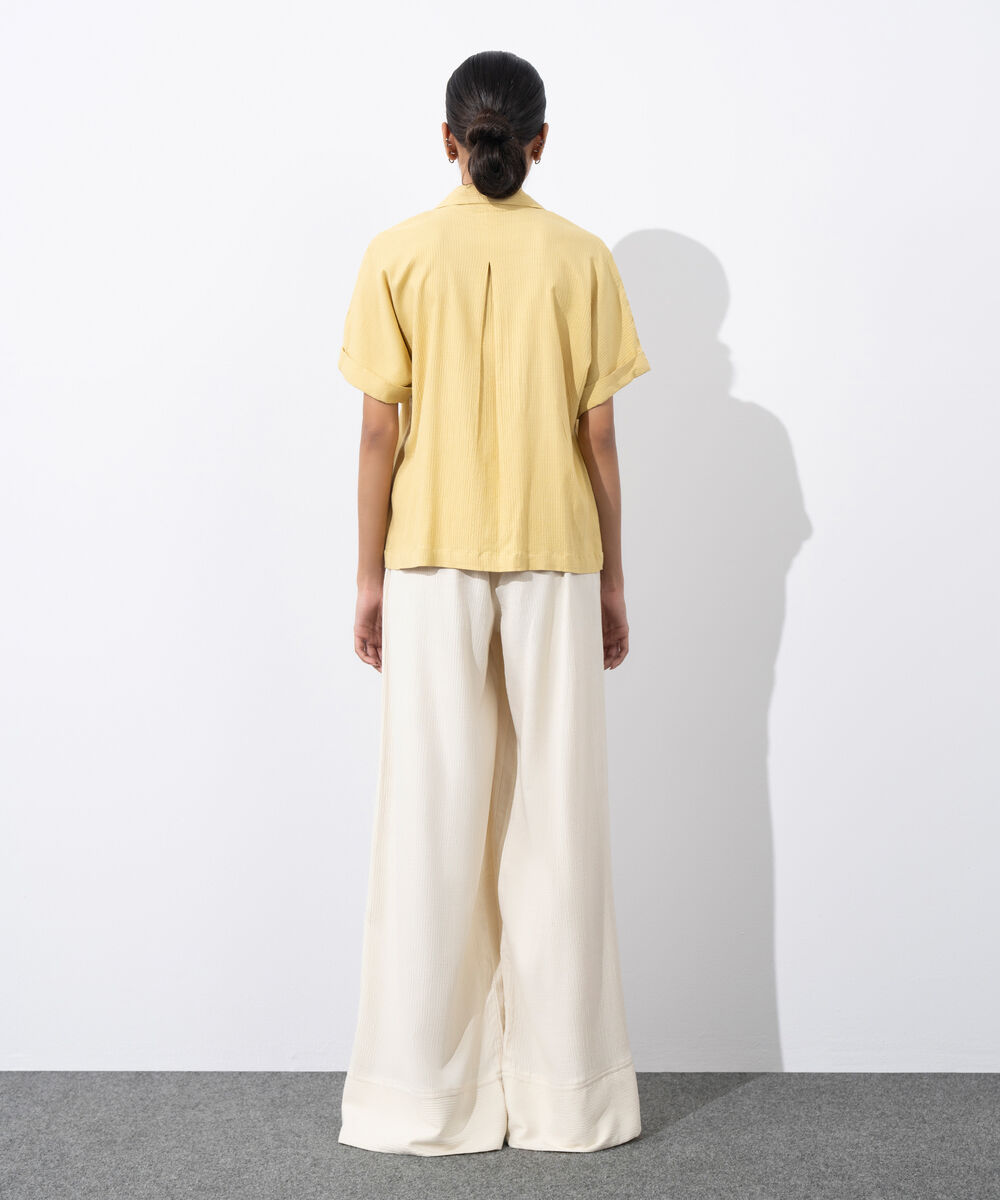 Women's Western Wear Lime Regular Fit Seersucker Shirt