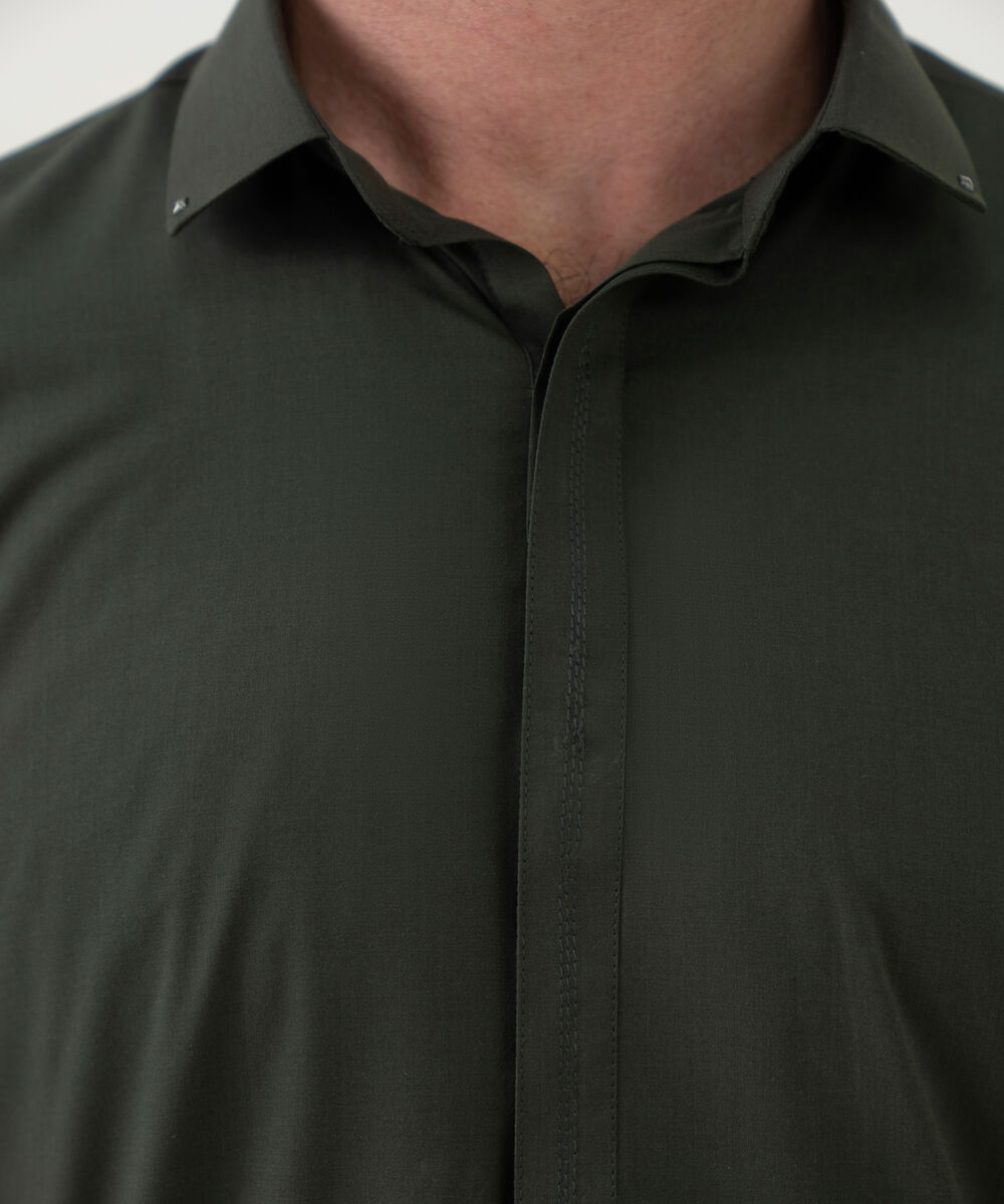 Men's Viscose Plain Green Kameez Shalwar