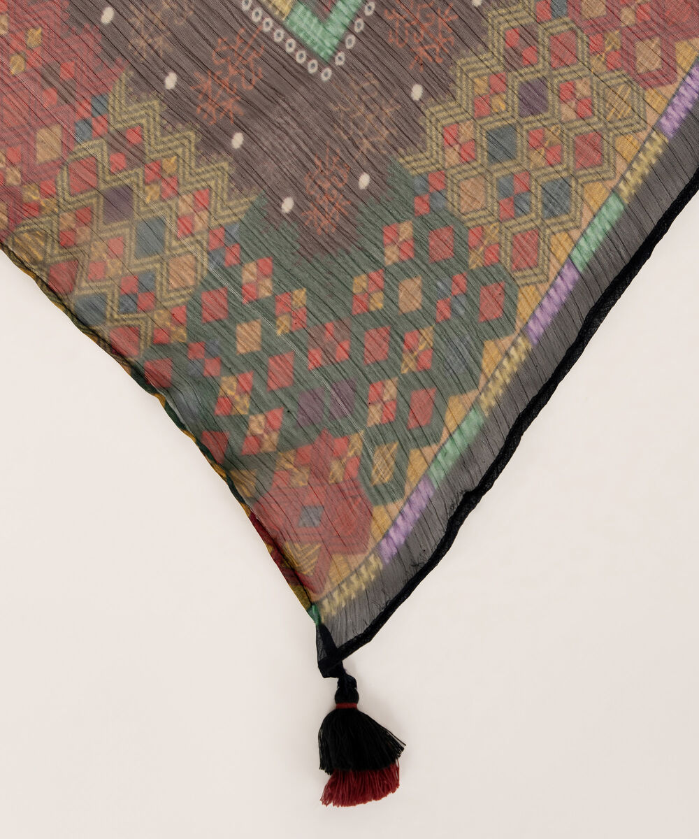 Blended Chiffon Black Printed Dupatta