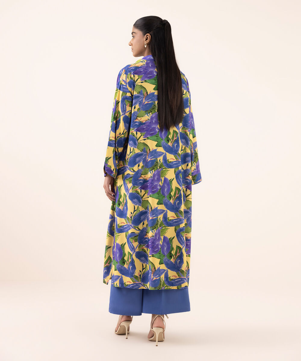 Women's RTW Arabic Lawn Blue Printed Drop Shoulder Shirt